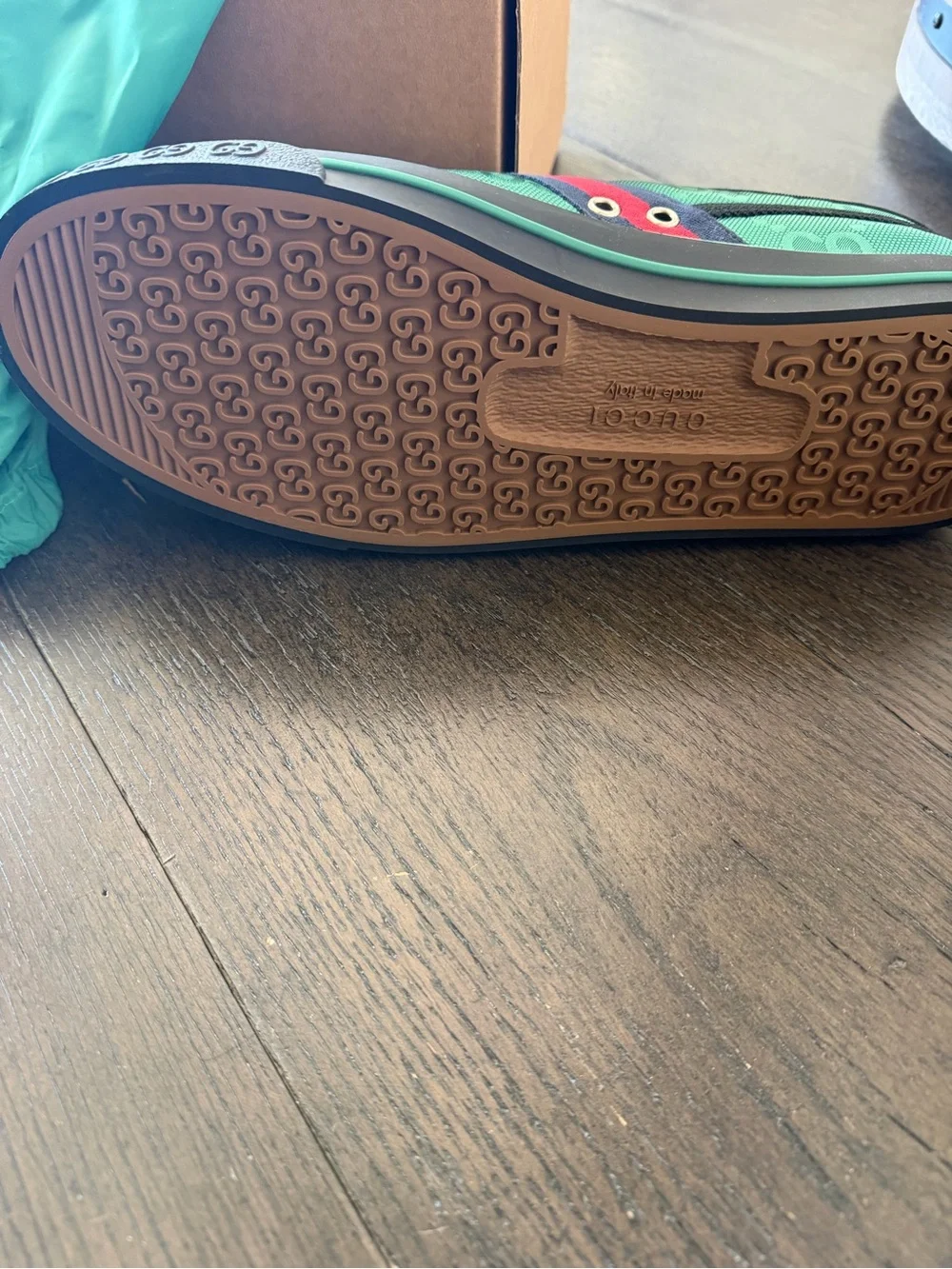 Gucci Men’s Green Canvas GG Low-Top Sneakers with Red Stripe